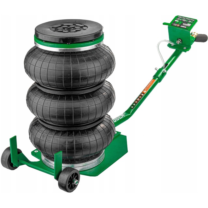 Cric pneumatic, Wuber, Inox, 140 - 400 mm, 6-10bar, Negru/Verde