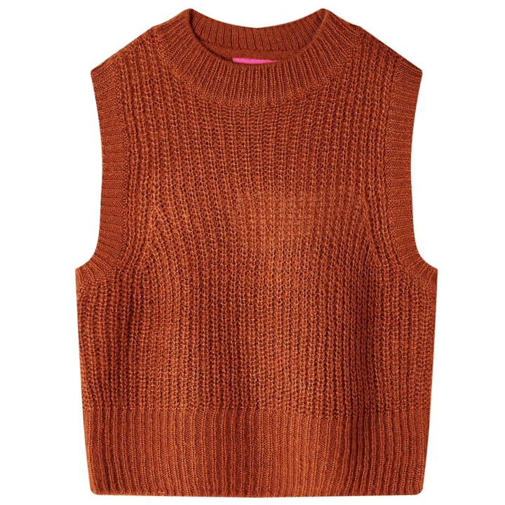 Vesta pulover pentru copii tricotata vidaXL, coniac, Maro