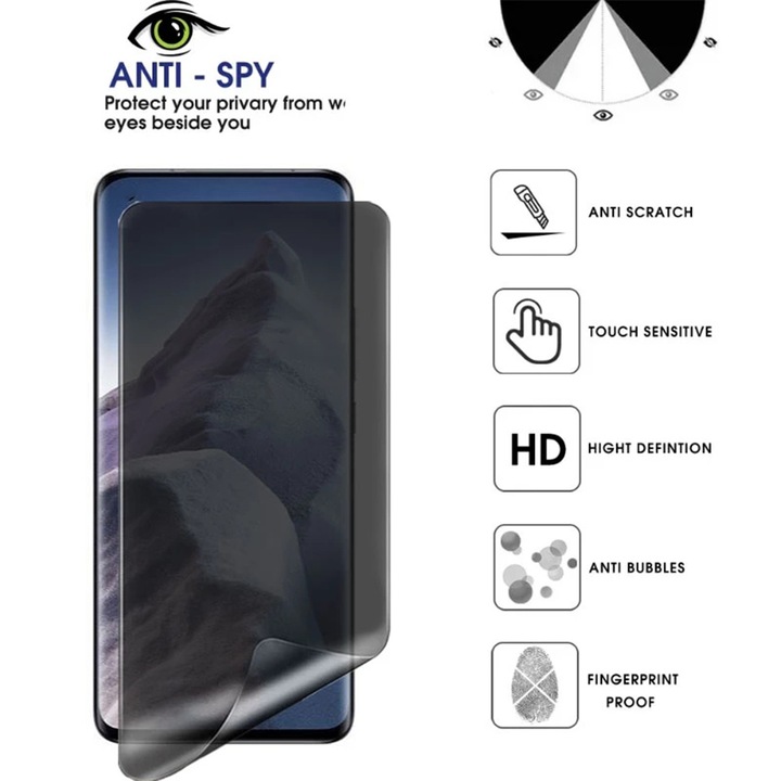 ElastoSafe Privacy Command Foil, съвместим с Asus ROG Phone 6D Ultimate, Самовъзстановяваща се микрокапсула, Гъвкав еластомер, Безопасна защита, Защита срещу нежелани изгледи, Лепило по цялата повърхност, Лесен монтаж, Цяла повърхност
