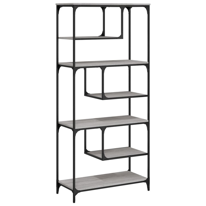 Biblioteca vidaXL, sonoma gri, 81x36x176 cm, lemn compozit 24.55 kg