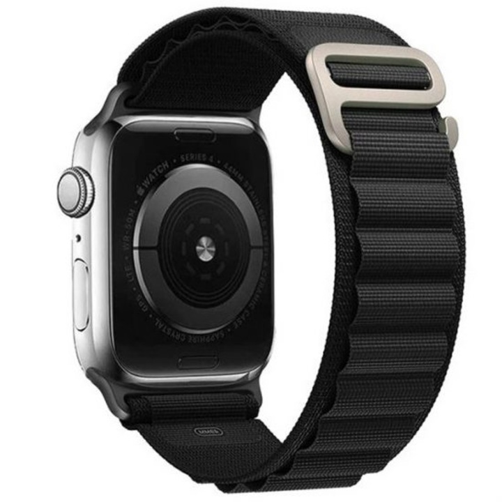 Каишка Alpine, съвместима с Apple Watch Ultra, 9, 8, 7, 6, 5, 4, 3, SE, SE 2, диагонал 42/44/45/49 MM - черен