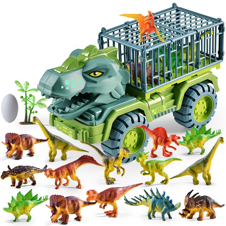 Set de jucarii cu dinozaur de 18 piese pentru copii, Presoma, ABS, 3 ani+, Multicolor