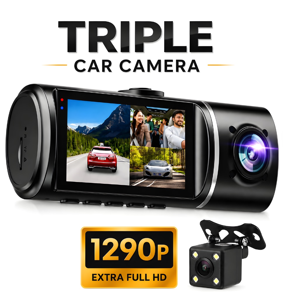 Camera Auto Video Tripla De Bord DVR Loosafe® Road Team Pro, Extra