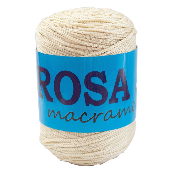 Bobina fir pretricotat Rosa Macrame 23, 100%, polipropilena, 100 g/bobina, lungime fir 150m, ocru