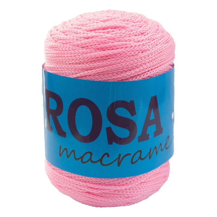 Bobina fir pretricotat Rosa Macrame 74, 100%, polipropilena, 100 g/bobina, lungime fir 150m, roz