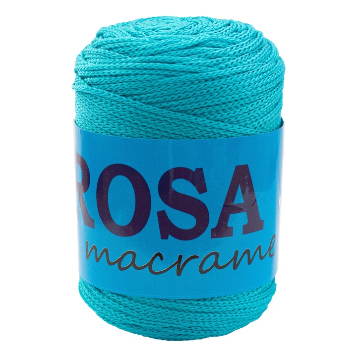 Bobina fir pretricotat Rosa Macrame 233, 100%, polipropilena, 100 g/bobina, lungime fir 150m, turcoaz