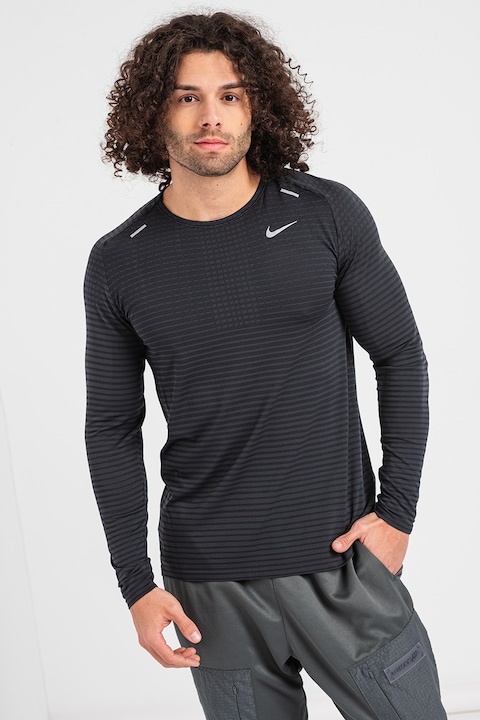 Nike, Блуза с релеф, за бягане, Въглен сиво