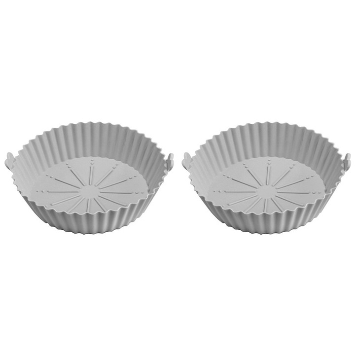 2 tálcás készlet légsütőhöz, Senmase, szilikon, 14,5×17,5×4,5 cm, szürke