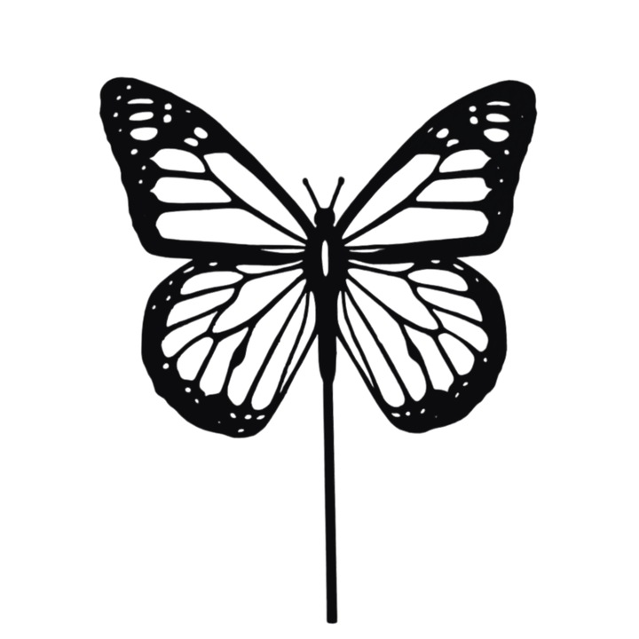 Tortadísz, "BUTTERFLY", pillangós harmónia topper, 17,5 x 15 cm fekete
