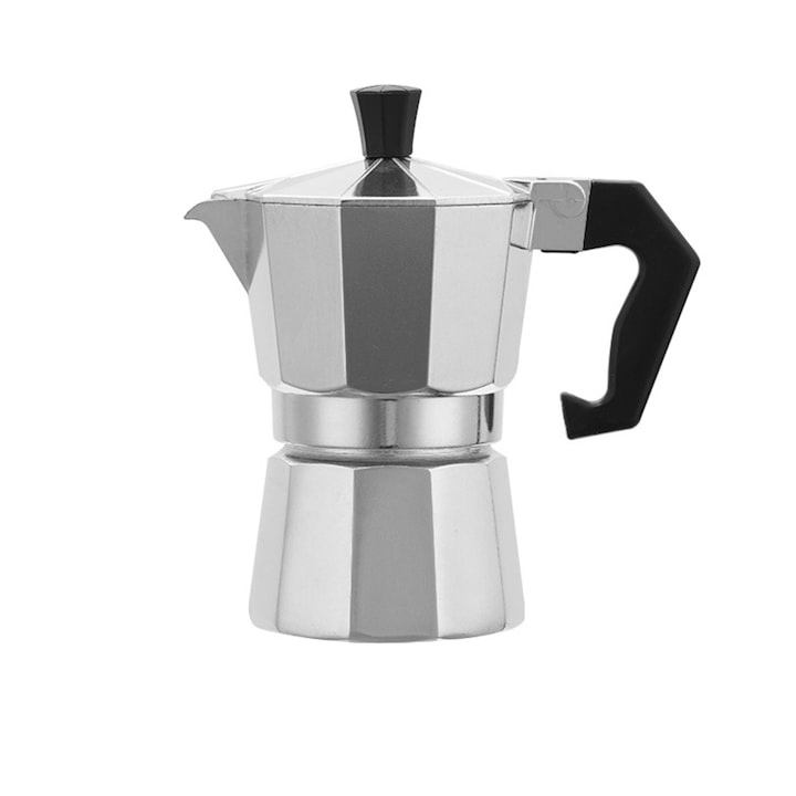 Cafetiera Espresso, 3 cesti, 150ml, aluminiu, Argintiu