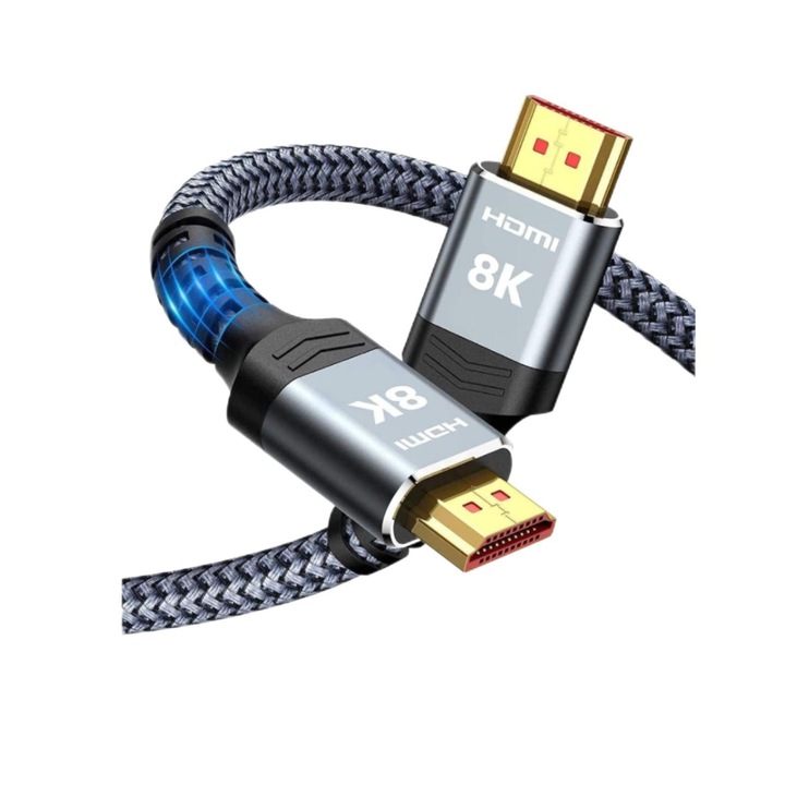 Ултра високоскоростен HDMI 2.1 2M 8K 4K Ultra HD сертифициран кабел, 48Gbps 8K 60Hz 4K 120Hz Съвместим с PS5 Xbox Series XS конзола, OLED телевизор, DTS: X, HDCP 2.2 и 2.3, HDR 10 4:4:4:4, eARC, JENNOUS®