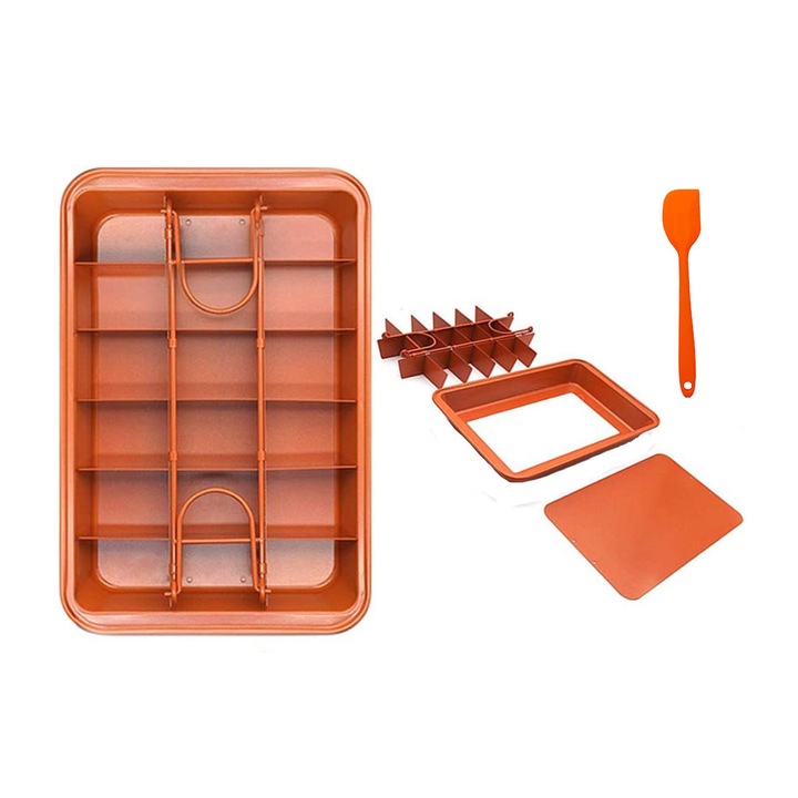 Tava de copt pentru 18 brownies, XGETOP®, culoare portocalie, 31 x 20 x 3.7cm