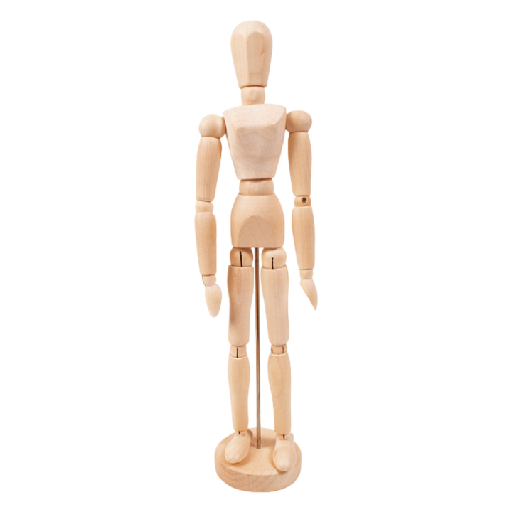 Figurina corp uman cu articulatii mobile, pe suport vertical, pentru pictura, desen