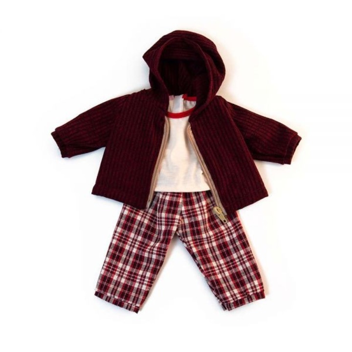 Hideg időjárási ruhakészlet a 38 cm-es barna fiú babához
