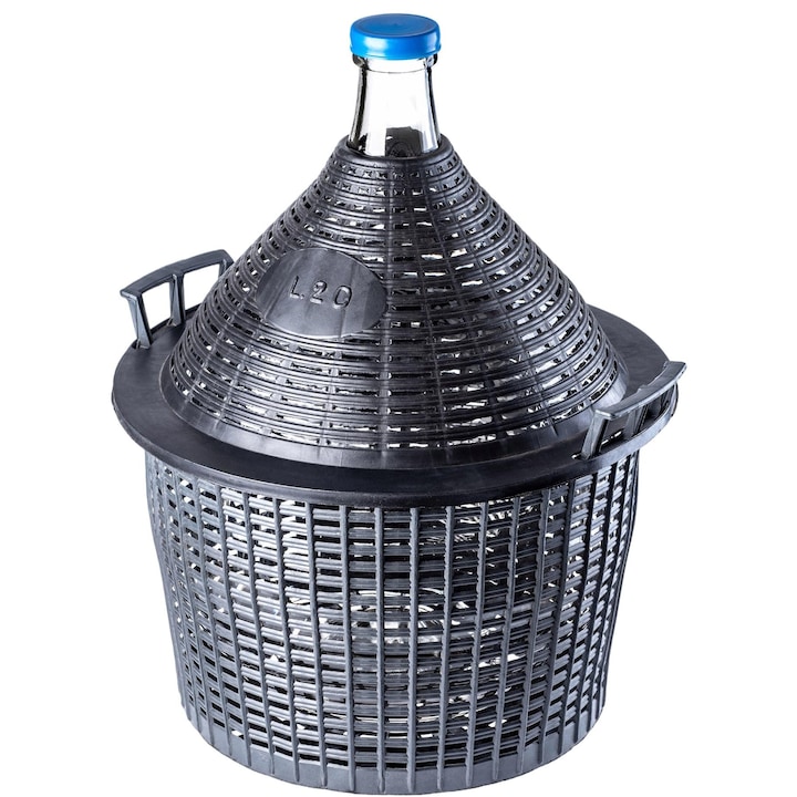 Damigeana, KADAX, Sticla/Plastic, Negru, 20 L
