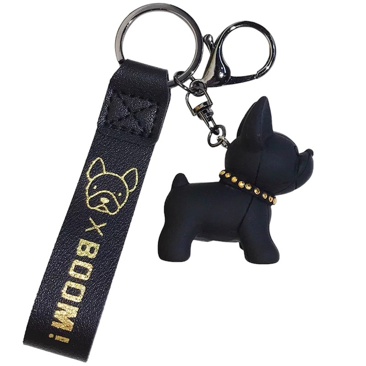 Kutya kulcstartó - francia bulldog modell, fekete
