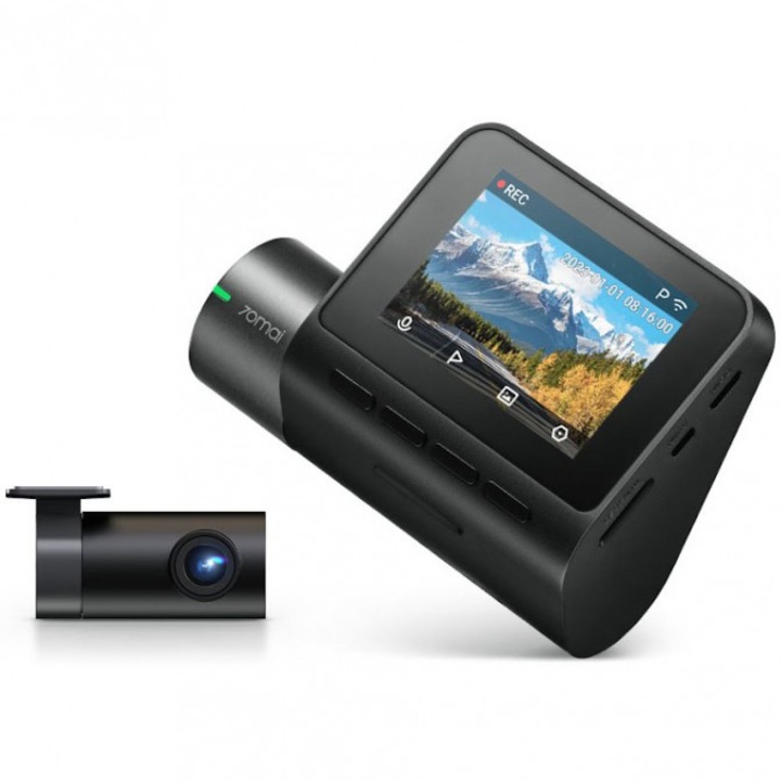 Camera auto DVR 70mai Midrive A200 1080p, 60 FPS, IPS 2.0", 130 FOV, HDR, Night Owl Vision, G-Sensor, WiFi + Camera spate RC11 1080p, 25 FPS, 130 FOV