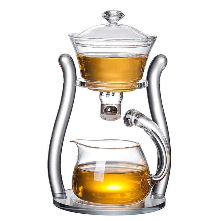 Стъклен чайник с магнитен инфузер Salestore.ro, Боросиликатно стъкло, Устойчив на екстремни температури 150℃, 350 ml