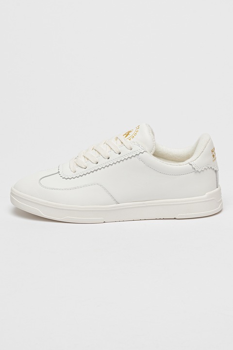 Scotch & Soda, Pantofi sport din piele cu model uni Nixie, Alb optic