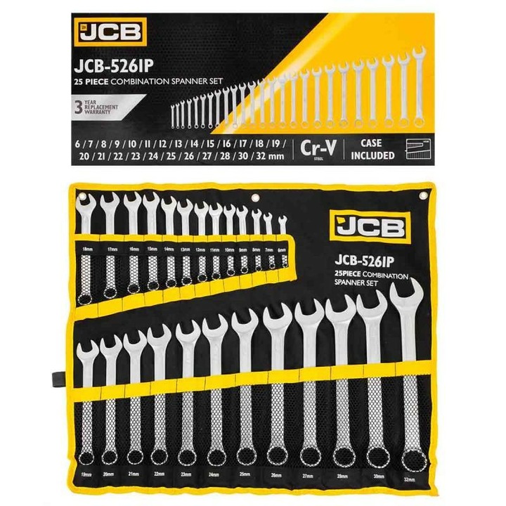 Set chei combinate 6-32mm JCB, 25 piese