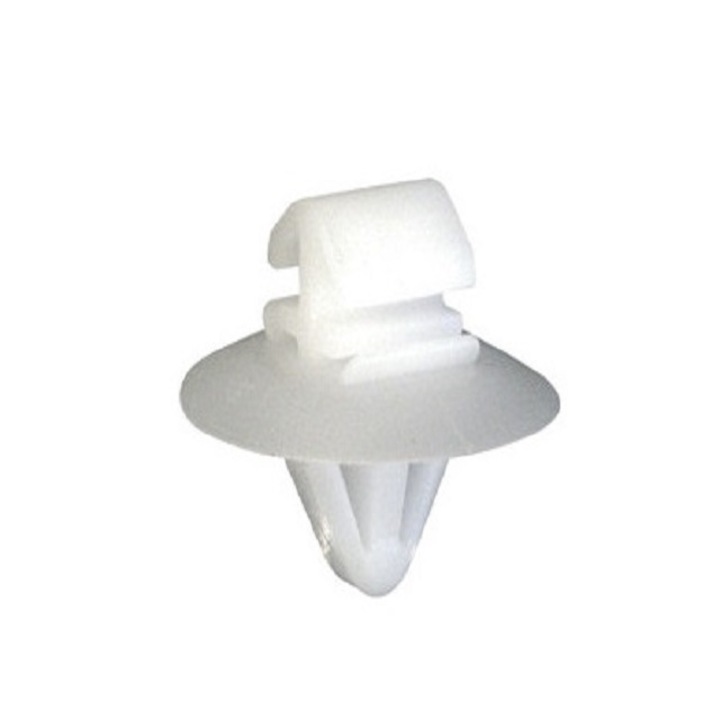 Set 12 clipsuri auto Restagraf, 6.2 x 12.2 mm, plastic, alb, pentru fixare bandouri