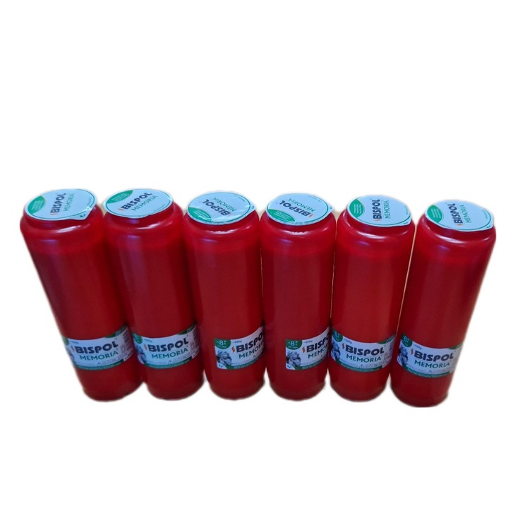 6 db-os készlet Bispol WO8 Gyertya 8 napos, piros
