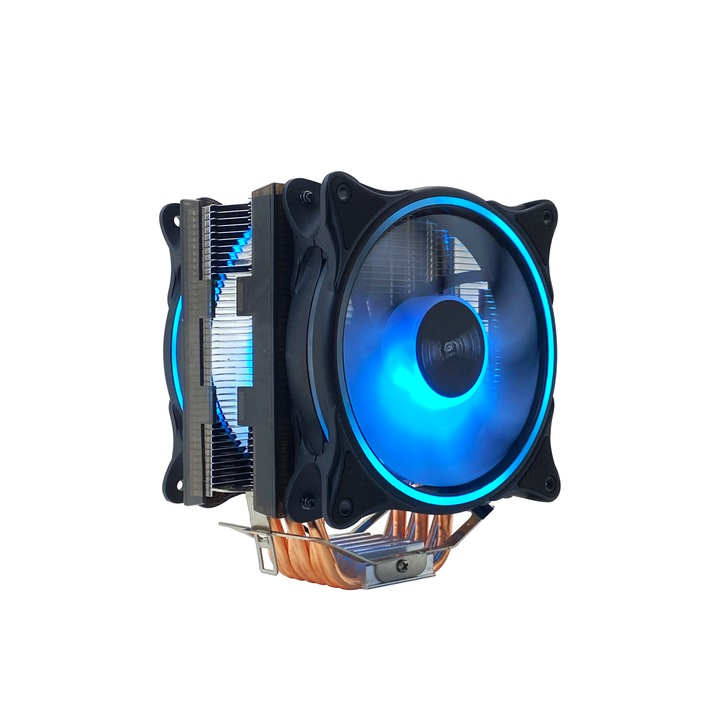 Cooler Processor Pro Gaming Osiris 395W Dual Fan, 6 rézcső, ARGB PWM, AURA SYNC, Kompatibilis Intel/AMD