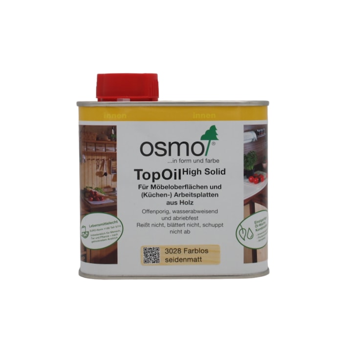 Ulei de interior pentru mobilier din lemn, Osmo, TopOil, transparent, semi-mat, 0,5 L