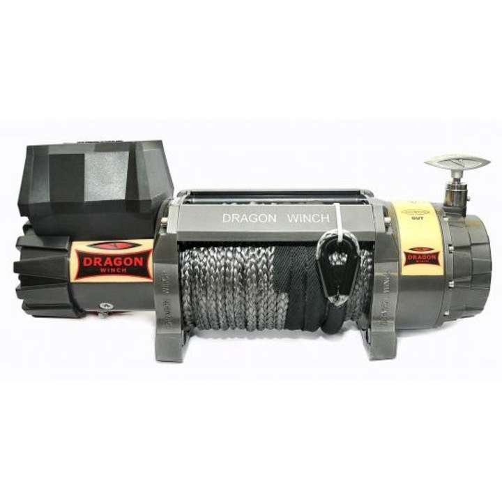 Troliu electric, 12V, 9000 lbs / 4082 kg, Funie sintetica 15 m, Multicolor