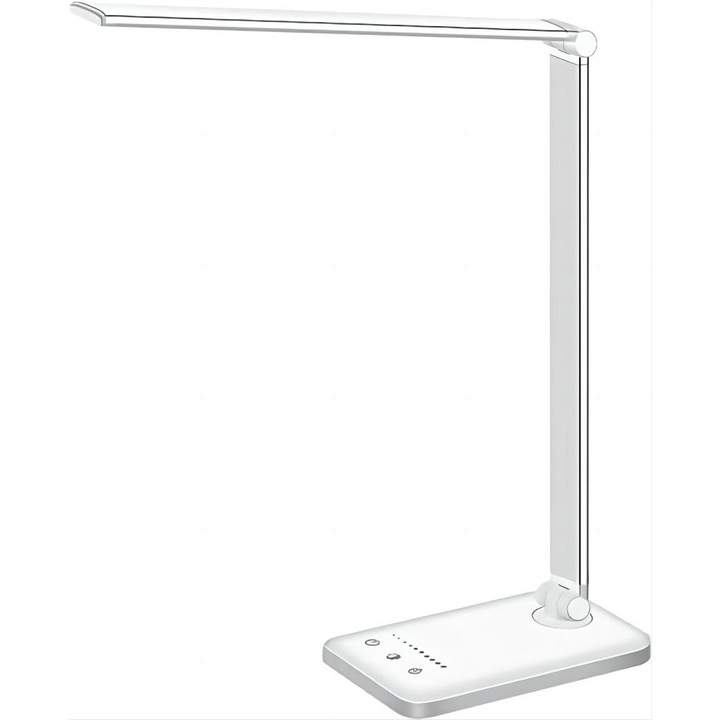 Lampa de birou LED, Presoma, Control touch, 5 moduri de iluminare, port USB, Alb