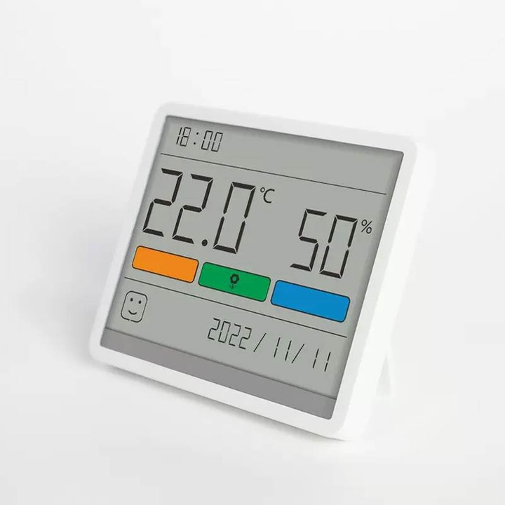 Стаен термометър и влагомер, DUKA ATUMAN TH1, 3, 67 инча LCD, часовник, календар, домашен интериор
