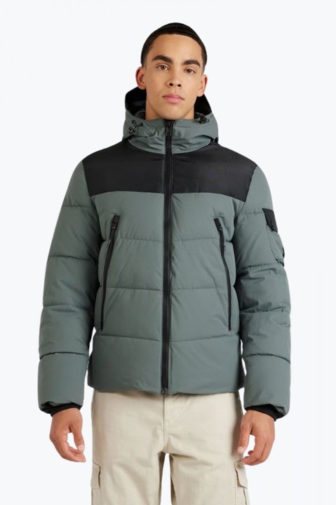 Geaca barbati cu gluga si tukboge oblice verde, Verde, 3XL