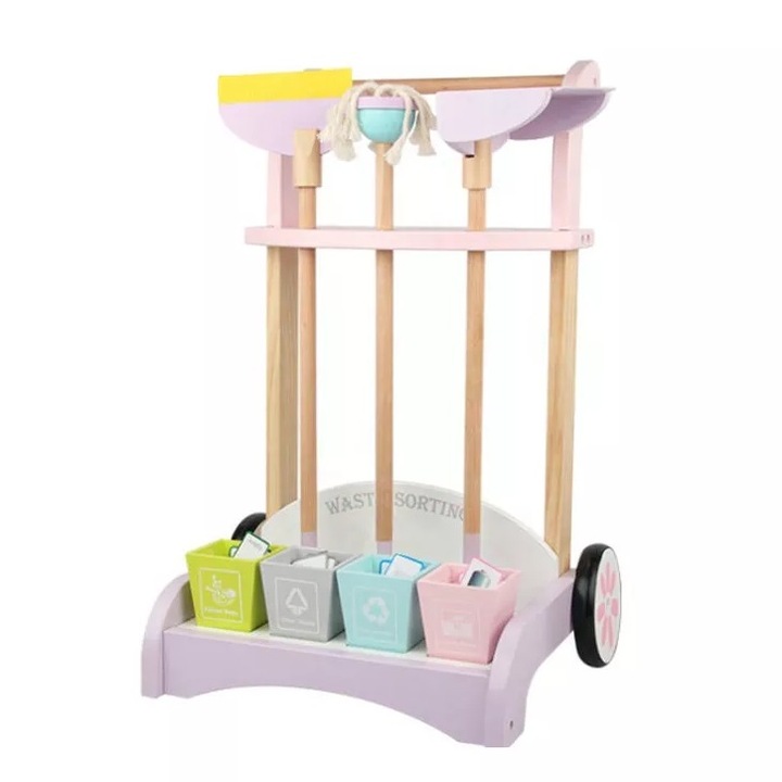 Set mobil de curatenie din lemn 35x29x52cm Pink