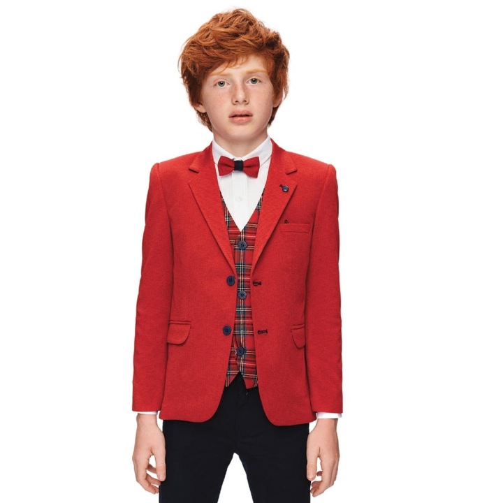 Costum elegant, baieti, Montella, 5 Piese, MS-2362, Rosu