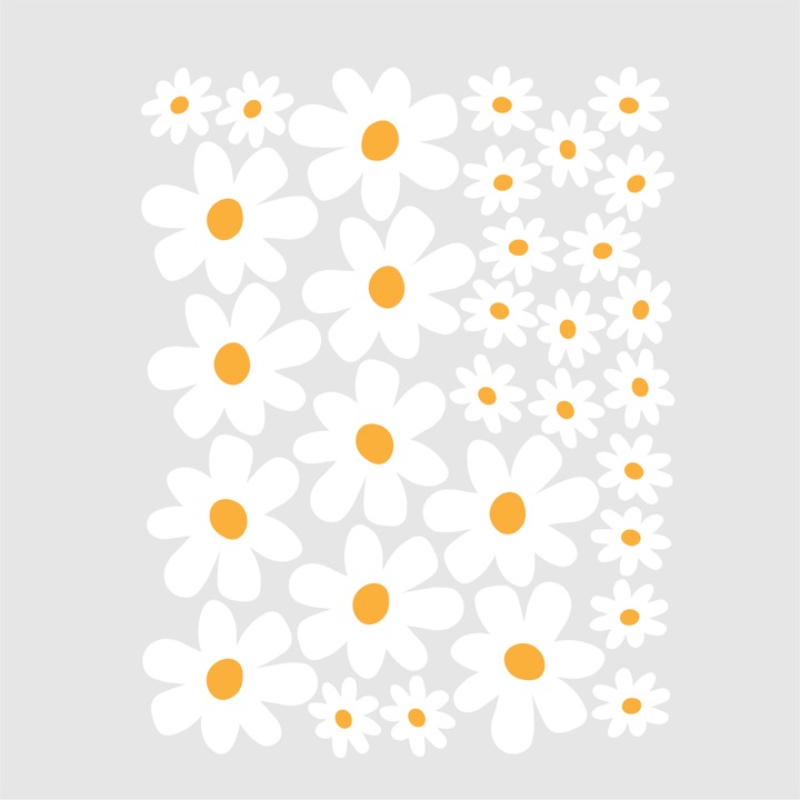 Set 31 Stickere decorative, Decoly, margarete, pentru camera copilului, 130 x 100 cm