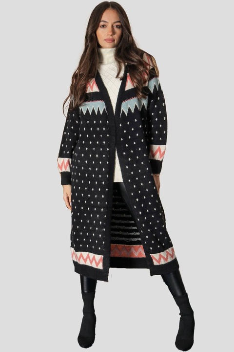 Дълга и дебела жилетка, черна, ROH BR2693, Onesize