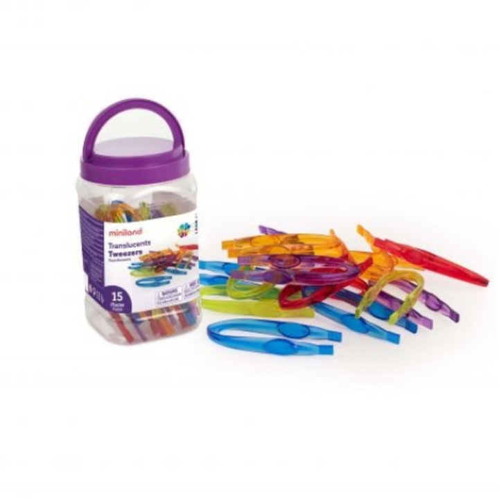 15 db-os áttetsző csipesz készlet a motoros fejlődéshez