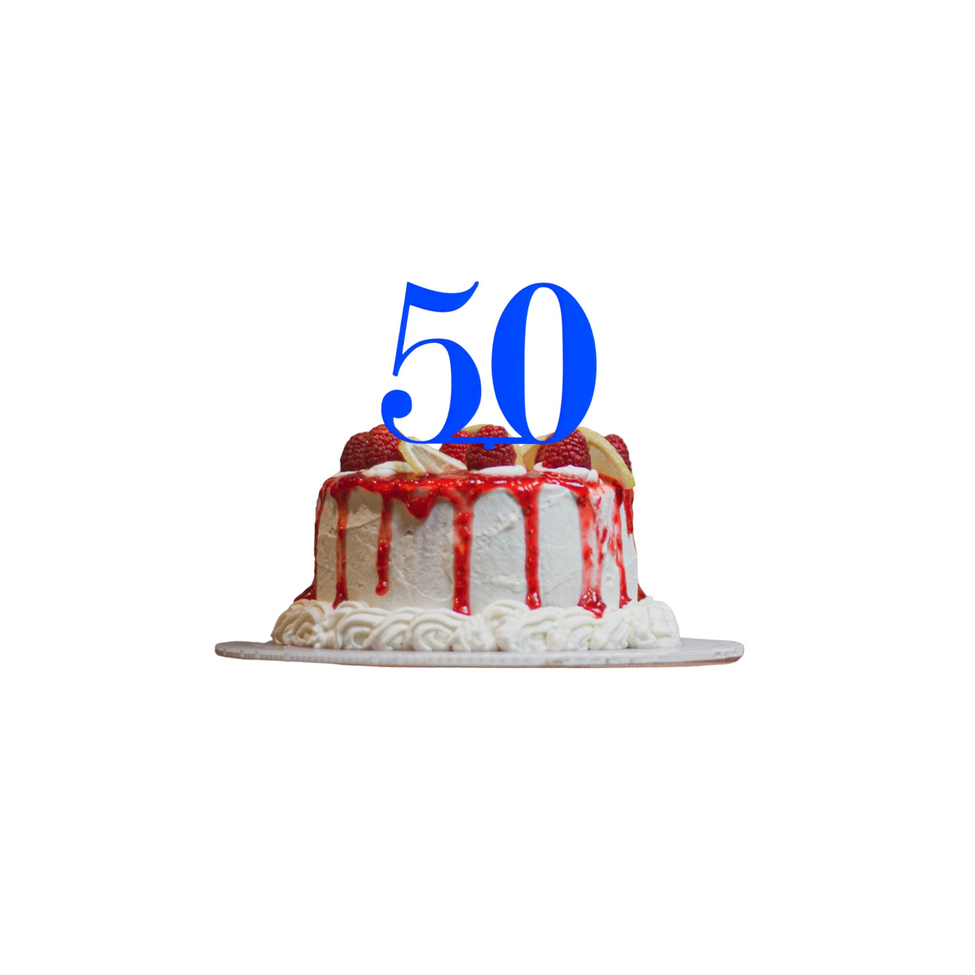 Декорация за торта, "50", златен топер от 50 години, 18 х 14 см синьо ...
