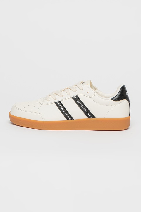 ARMANI EXCHANGE, Спортни обувки от еко кожа, Черен/Мръснобял