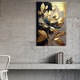 Tablou Canvas Premium, LuxCanva® A1297, Gold Flowers, 60 X 90 CM, Panza Bumbac 100% 400g/m2, Sasiu Lemn, Living, Floare, Auriu, Frunze, Dormitor, Culori Vibrante
