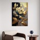 Tablou Canvas Premium, LuxCanva® A1297, Gold Flowers, 60 X 90 CM, Panza Bumbac 100% 400g/m2, Sasiu Lemn, Living, Floare, Auriu, Frunze, Dormitor, Culori Vibrante