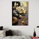 Първокласна картина на платно, LuxCanva A1297, златни цветя, 60 X 90 CM, 100% памучно платно 400g/m2, дървена рамка, всекидневна, цвете, злато, листа, спалня, живи цветове