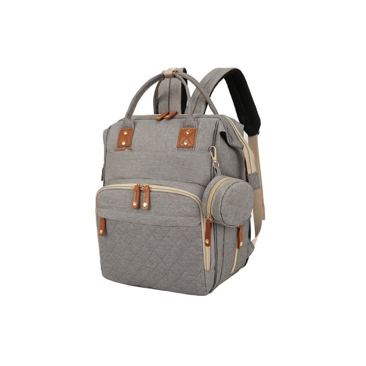 OEM Hátizsák pelenkákhoz, Nylon, USB, Szürke