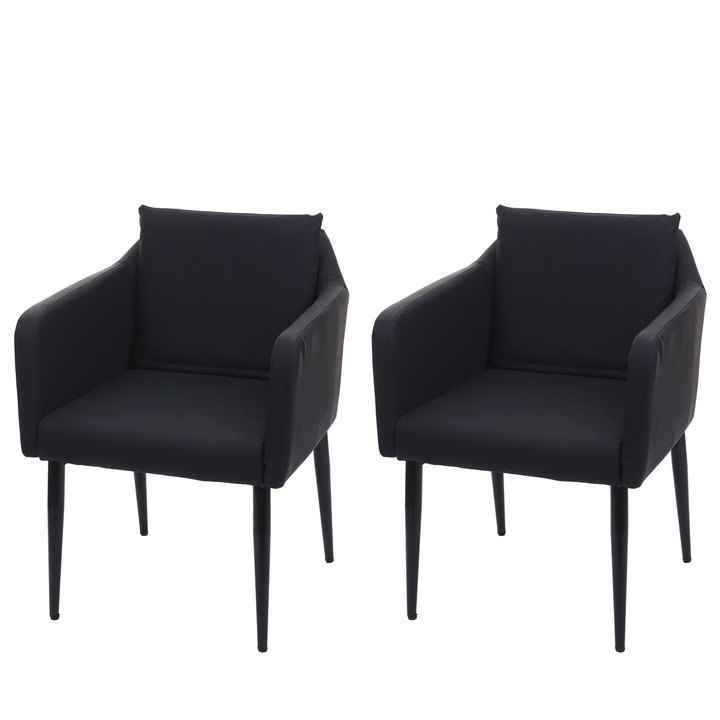 Set 2 scaune de dining, Mendler, design modern, negru, 60x65x83cm