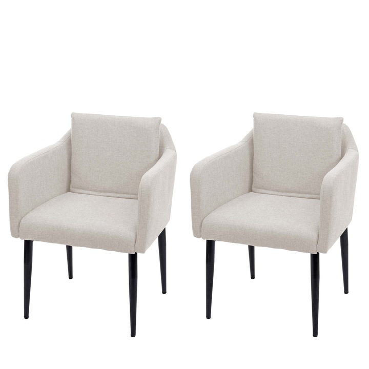 2db Mendler étkezőszék szett, modern design, textil, krém-bézs, 83x60x65cm