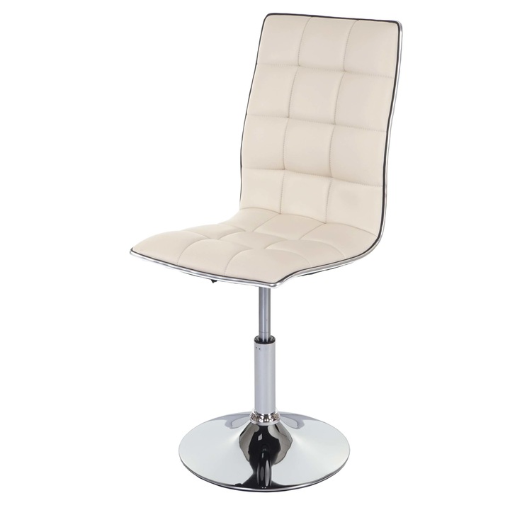 Scaun de sufragerie, 45x54x103 cm, Piele ecologica/Metal, Crem