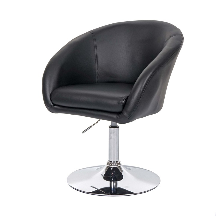 Scaun de sufragerie, Mendler, Piele ecologica, Negru