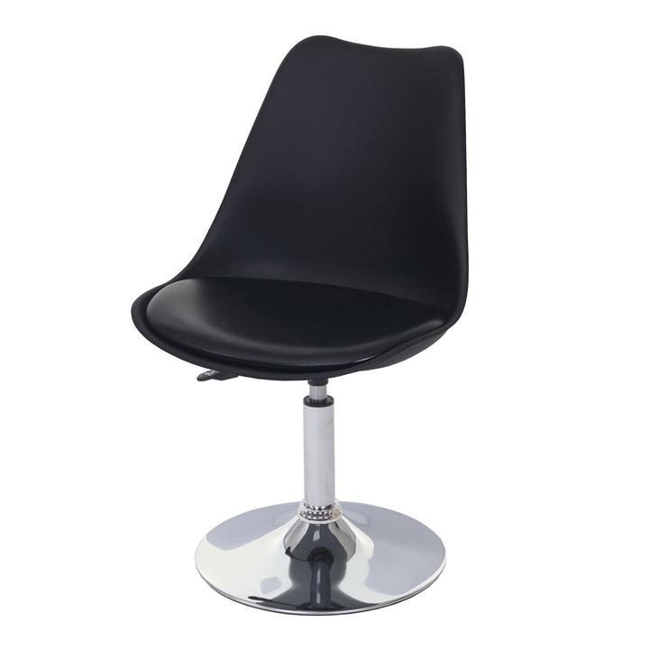 Set 2 scaune pivotante, Mendler, Piele ecologica, Negru