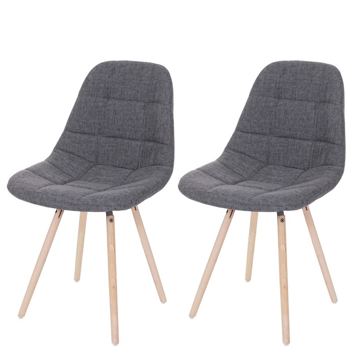 Set 2 scaune de sufragerie, Mendler, Textil, Gri