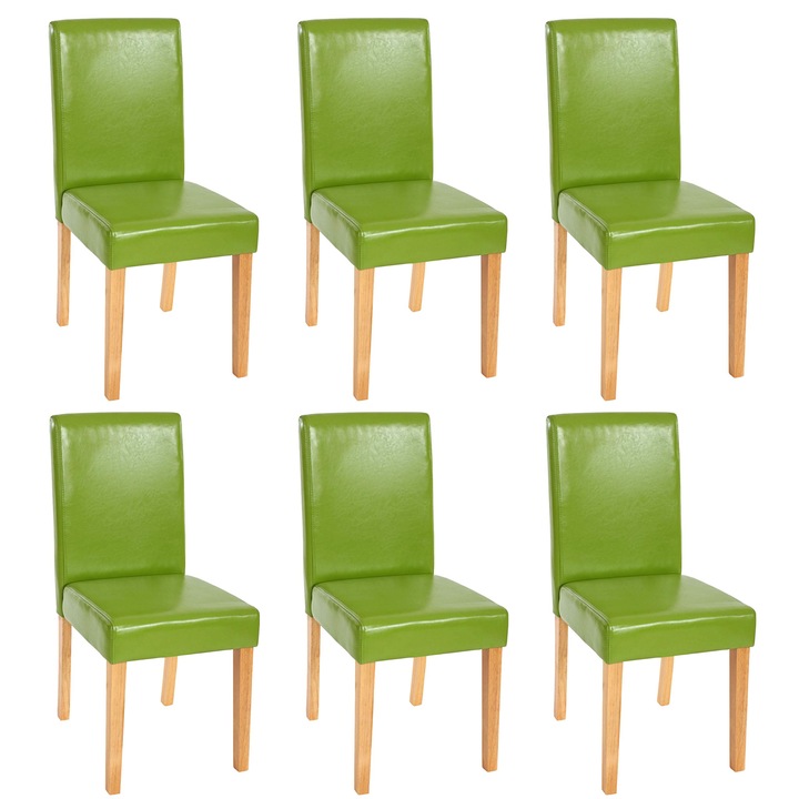 Set 6 scaune Mendler, Piele ecologica/Lemn, 43x56x90cm, Verde